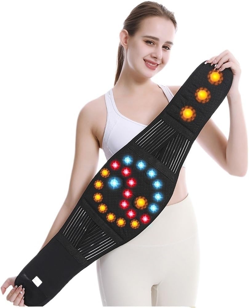 Self Heating Back Brace for Lower Back Pain Relief, Women Men Lumbar Support Belt Magnet Therapy Waist and Abdomen Warmer Decompression Band for Herniated Disc Sciatica(Black,XX-Large)