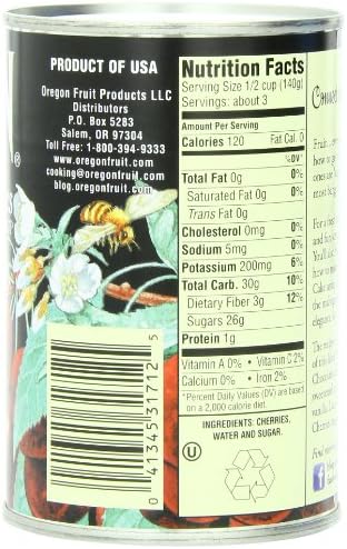 Oregon Fruit Products Dark Sweet Cherries in Heavy Syrup, 15 Ounce (Pack of 8)