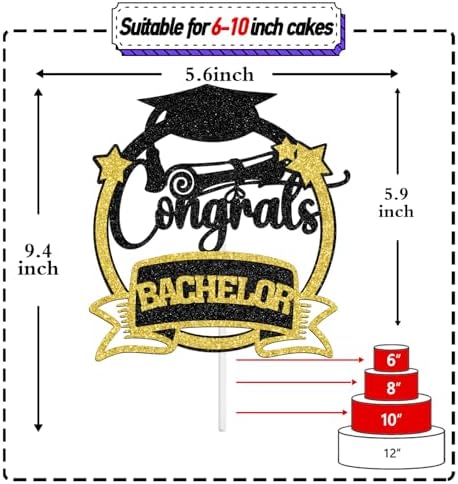 Congrats Bachelor Cake Topper, Big Degree Energy/Bachelor Level Complete, 2025 Graduation Party Decorations Supplies