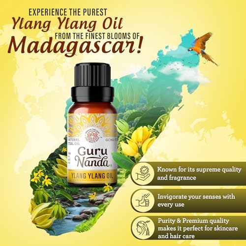 GuruNanda Ylang Ylang Essential Oil (10ml Each) - 100% Pure, Natural and Undiluted Diffuser Oil for Aromatherapy, Massages & DIY Recipes - 2 Pack