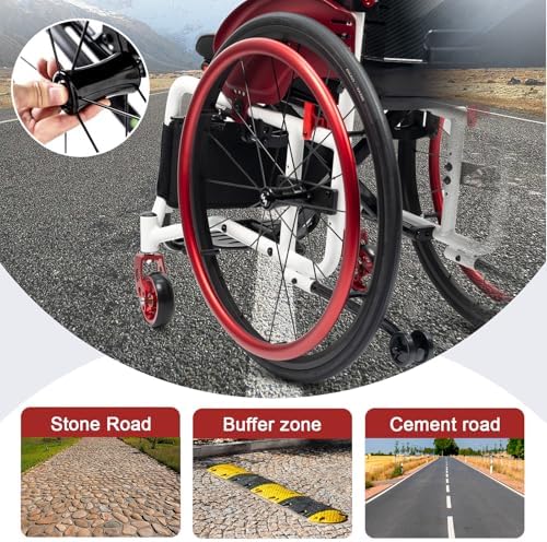Sports Wheelchair for Adult, Lightweight Sports Folding Wheelchair,Self-propelled Manual Chair with Anti-Tipper, Transport Wheelchair,Aluminum,24” Rear Wheels(Seat Width 38cm/15in,A)