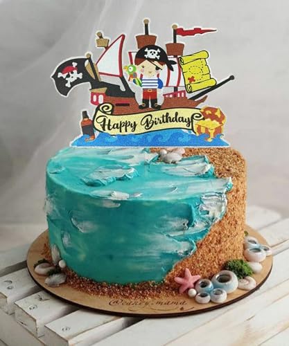 Festus Pirate Cake Topper, Pirate Birthday Party Decoration, Treasure Cake Topper, Pirate Ship Cake Toppe Cake Topper, Pirate Party Favor for Boys