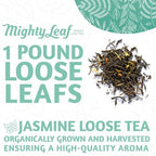 Mighty Leaf Organic Spring Jasmine Green Tea – 1 lb Bulk Loose Leaf Bag – Lightly Caffeinated Premium Whole Leaf Green Tea Naturally Scented with Jasmine Blossoms – Hot or Iced Brewing