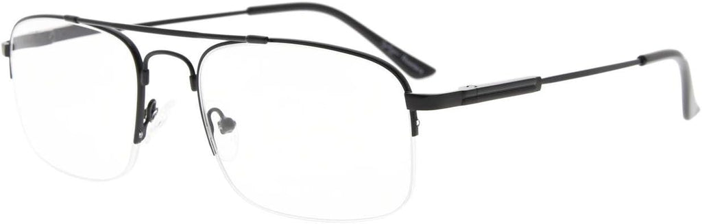 Eyekepper Half-Rim Womens Reading Glasses Memory Titanium Bendable Mens Readers (Black,+1.75)