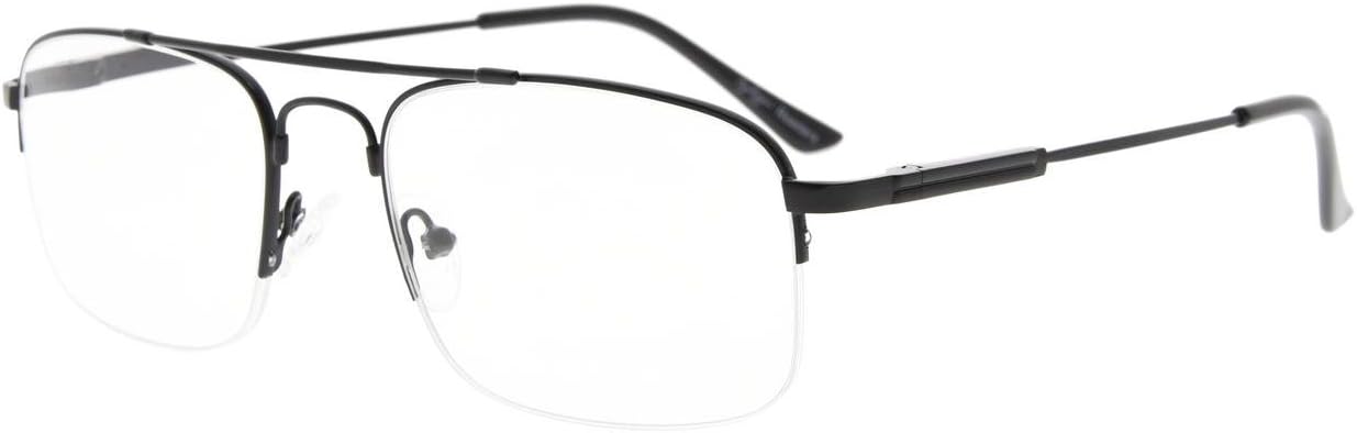 Eyekepper Half-Rim Womens Reading Glasses Memory Titanium Bendable Mens Readers (Black,+1.50)
