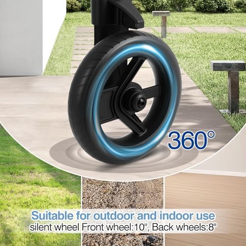 Lightweight Rollator Walker with Seat for Seniors, Foldable Rolling Walker with 10" Large All-Terrain Puncture-Proof Tires, Adjustable Height, Hand Brakes, and Storage Bag (19.58 lbs)