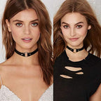 ETHOON Adjustable Leather Choker Collar Soft PU Circle Punk Choker Necklace for Women