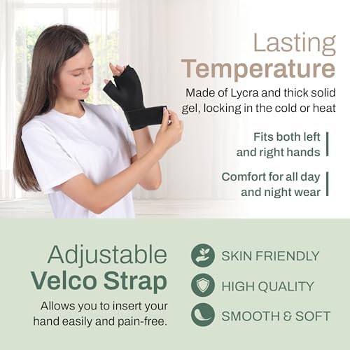 Wrist Ice Pack Wrap - Hot and Cold Gel Thumb & Hand Ice Pack Glove for Arthritis Relief | Microwavable & Freezer Safe, Dual Therapy for Carpal Tunnel, Tendonitis, Swelling, Targeted Relief for Hand