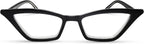 2SeeLife Premium Cat Eye Reading Glasses for Women – Narrow-Medium Fit, Sturdy Frame, Spring Hinges, Stylish Funky Readers, Black, +1.75