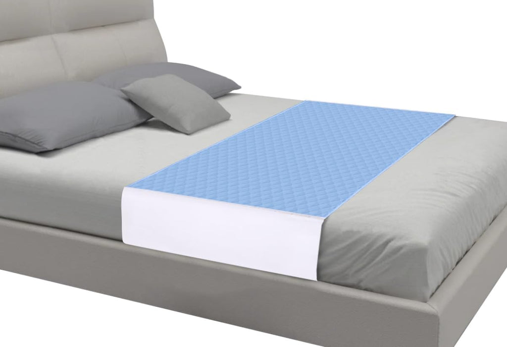 Saddle Style Washable Bed Pad for Incontinence, Waterproof and Reusable Underpad with Tuck-in Sides, Leakage & Sweat Mattress Protector for Adults, Full/Queen 36x60 inch Bed Pads (2 Count,Blue)