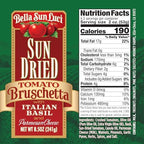 Bella Sun Luci Bruschetta with Italian Basil & Sun-Dried Tomatoes, Extra Virgin Olive Oil Spread for Bread, Pasta & Chicken, 8.5 oz