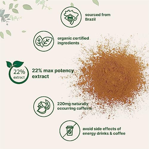 Micro Ingredients Organic Guarana Powder 1,000mg Per Serv, 8 Ounces | 220mg Natural Caffeine Energizer, Brazilian Herbal Extract, Raw, Bulk Superfood, Coffee Substitute, Vegan Friendly, & Non-GMO