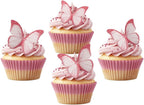 50 PCS Edible Butterflies for Cake Decorating Wafer Paper Butterfly Cupcake Toppers Realistic Edible Butterflies Cake Toppers for Butterfly Theme Wedding Birthday Party Cupcake Decoration Supplies Red