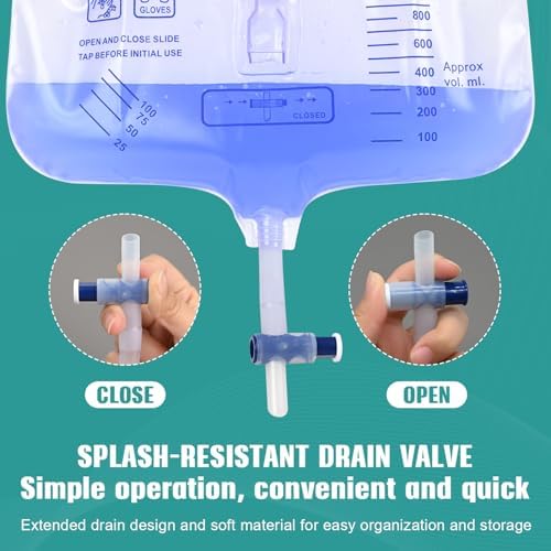 5 Pack Urinary Drainage Bag with Anti-Reflux Chamber, 4000ml Large Capacity, 48" Drainage Tube, Professional Urine Bags with Clips and Hanging Hook, Catheter Bags for Men