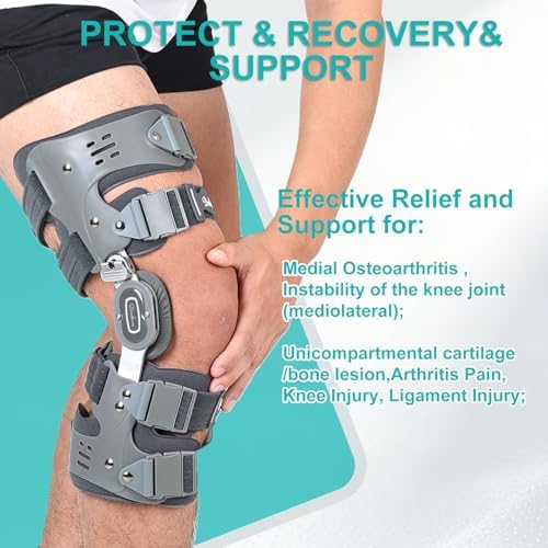 Osteoarthritis Unloader Knee Brace, OA Knee Brace for Arthritis Pain and Support, Low Profile Knee Support for Medial and Lateral Degeneration Knee Pain (Gray/Right)