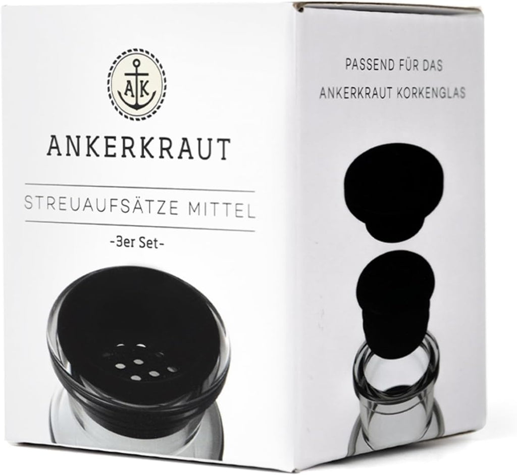 Ankerkraut Set of 3 Cork Jar Shaker Attachments for Easy Dispensing Large 4mm Hole Size