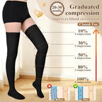 Athbavib 20-30mmHg Thigh High Compression Stockings for Women & Men, Closed Toe Medical Compression Socks Graduated Support Compression Sock for Varicose Veins Swelling Treatment