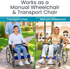 Vive Ultra Lightweight Wheelchair for Adults - Foldable & Collapsible Wheel Chair w/Adjustable Leg Rest & Footrest for Seniors ‌