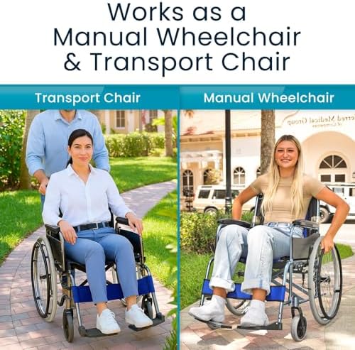 Vive Ultra Lightweight Wheelchair for Adults - Foldable & Collapsible Wheel Chair w/Adjustable Leg Rest & Footrest for Seniors ‌