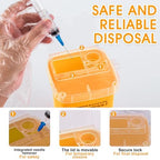 Yellow 1 Quart (3-Pack) Sharps Container for Home Use, Needle Disposal Containers, Biohazard Containers, Syringe Disposal, Small Portable Container for Travel, Professional Sharp Waste Disposal