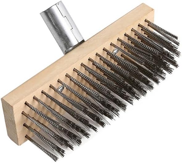 1PCS 20/30/45CM Stainless Steel Wire Broom Brush Sweeping Floor Garden Moss Cleaner Scrubber Kitchen Household Cleaning Tools (20CM)