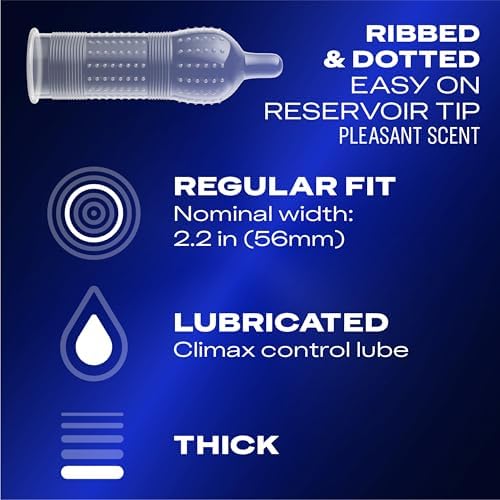 Durex Performax Intense Natural Rubber Latex Condoms, Regular Fit, 24 Count, Contains Desensitizing Lube for Men, (Packaging May Vary)