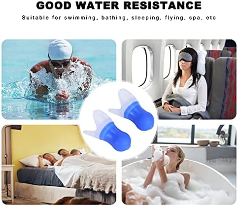 Gavigain 2Pcs Waterproof Silicone Ear Plugs,Noise Reduction Silicone Protective Earplug for Sleeping Swimming Flying (Blue)