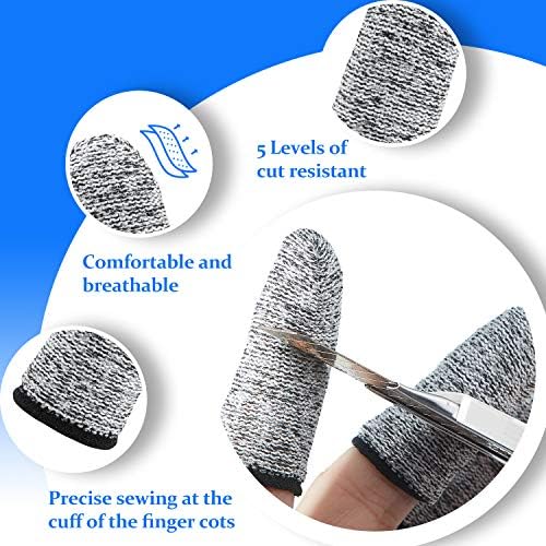 Honoson 20 Pieces Cut Resistant Finger Cots Protection Reusable Finger Thumb Protector Gloves for Kitchen Sculpture Work (2.2 Inch)