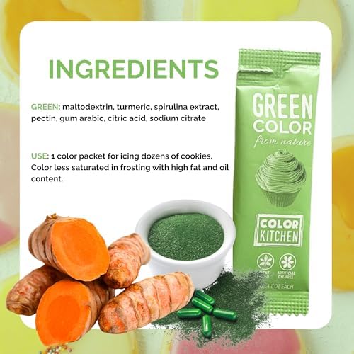Color Kitchen Plant-Based Green Food Coloring Powders, Natural Colors, No Artificial Dyes, Gluten Free, Kosher, Vegan (Pack of 10)