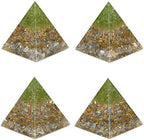 SUNYIK Healing Energy Orgone Pyramid Crystal Pendant Set, Orgonite Energy Generator & Orgone Stone Chips Crystal Points Pendant Necklace for Meditation Chakra Balancing, Grey