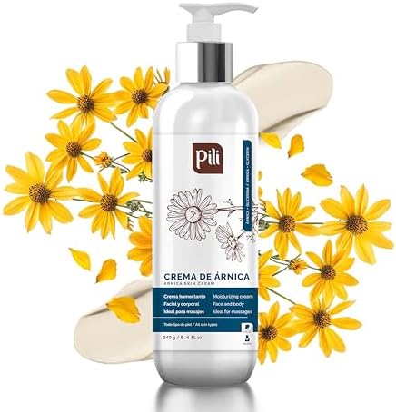 Pili Arnica Cream 8.4 oz. Deep Hydration & Soothing Relief for Dry, Rough Skin & Discoloration. Lightweight Face, Hand & Body Moisturizer, Non-Greasy & Fast Absorbing