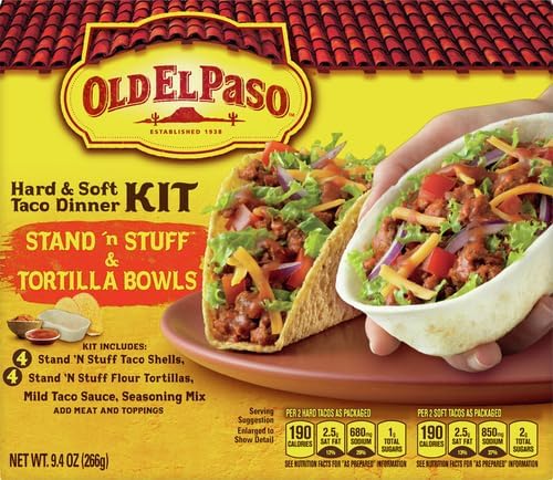 Old El Paso Stand 'N Stuff Shells and Tortilla Bowls, Hard & Soft Taco Dinner Kit, 9.4 oz.