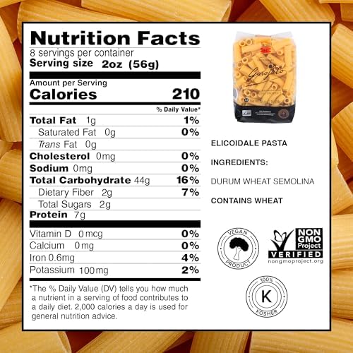 Garofalo - Premium Durum Wheat Semolina Elicoidale Pasta, Italian Made, Bronze-Drawn, Al-Dente, One-Ingredient Pasta (4 pack)