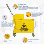 Midoneat Mop Bucket with Wringer, 22 Qt (5.5 Gallon), Handle, Wheels,Floor Cleaning, 16.5" L x 10.6" W x 26.4" H, Yellow,Add One Cotton Mop