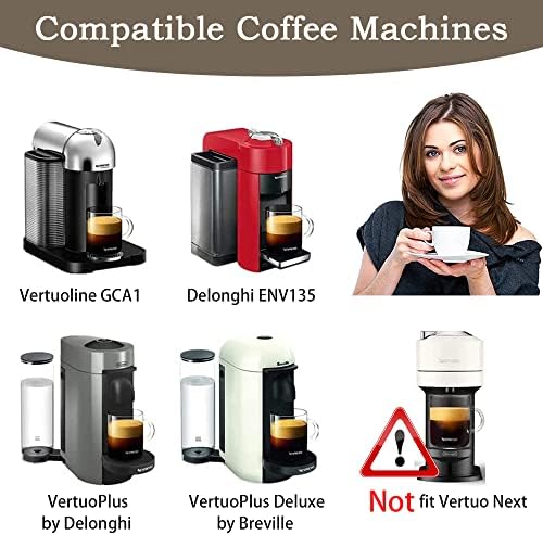 Reusable Vertuo Pods Refillable Coffee Vertuo Capsule for VertuoLine Refill Compatible with Nespresso Vertuo 150/230 ml with 5pcs Aluminum Foil Lids (5pcs Black (230 ml))