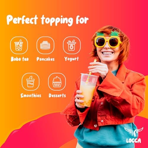 Popping Boba Pearls Kit with Mango Lychee Blueberry Strawberry Boba Flavors (4 x 17oz) | Boba Tea Sago Pearls Kit | Boba Popping Pearls for Bubble Tea Jelly 4 Flavors