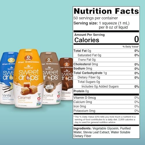 SweetLeaf Sweet Drops - Flavored Stevia Liquid Sweetener, Stevia Extract, Zero Calories, Gluten Free, Keto Friendly, Non GMO, Natural Flavor, Sugar Alternative - Variety Pack, 1.7 Fl Oz (Pack of 4)