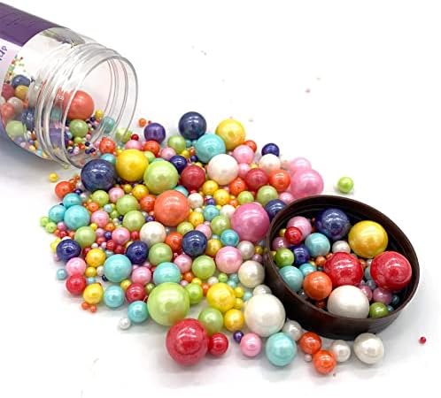Weraru Edible Mixed Pearl Sugar Sprinkles Candy Mixing Size Baking Edible Cake Decorations Cupcake Toppers Cookie Decorating Celebrations Wedding Shower Party Chirstmas Supplies 120g/ 4.2oz
