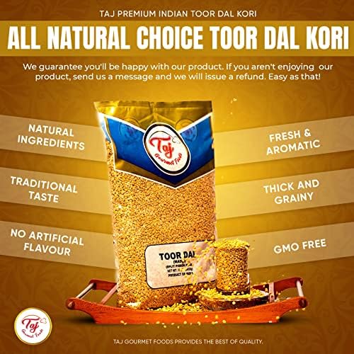TAJ Premium Indian Toor Dal Kori, Unoily, Madhi, (4-Pounds)