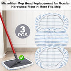 Mop Heads Replacements for Ocedar Hardwood Floor 'N More Microfiber Mop, 3 Pack Mop Refills for O-Cedar Hardwood Floor 'N More Microfiber Mop, 15 x 8 Flat Dust Mop Heads Pads for O Cedar Mop
