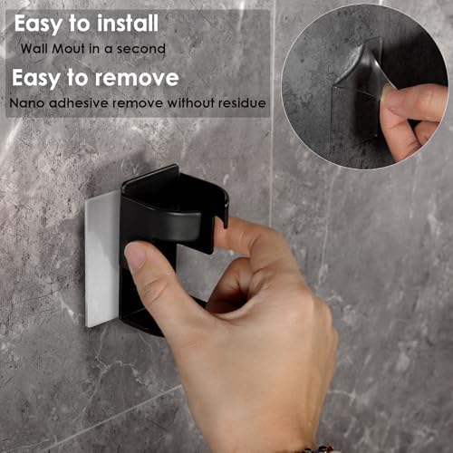 All Metal Electric Toothbrush Holder for Bathroom - Wall Mounted with Nano Adhesive - Slot for Sonicare Oral-B Tooth Brush Charger Base - 2 Pack- (Matte Black)