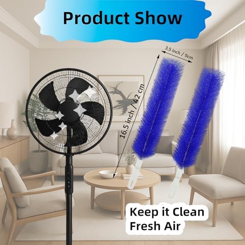 Fan Cleaning Brush, Bendable Fans Duster Fan Cleaner for Your Electric Fans Reusable Dust Cleaner Microfiber Head Dusting Brush for Air Conditioning, Home Car Vents, Curtain, Shutters 2 Pcs Blue