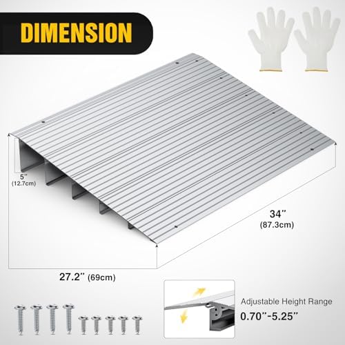 Nilight Door Threshold Ramp, 5" Rise Portable Aluminum Wheelchair Door Entry Ramps for Sheds Doorways Home Steps