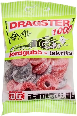 Dragster 1000 Strawberry Licorice Gummy Candy 15 Packs of 50g SÖPÖSÖPÖ pack (SOPOSOPO)