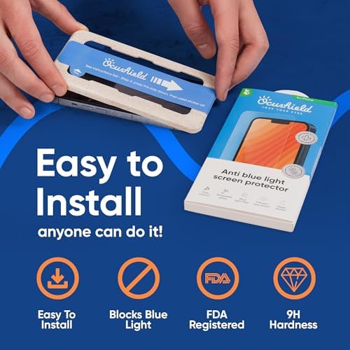 Ocushield Anti Blue Light Tempered Glass Screen Protector for iPhone 13 Pro Max | iPhone 14 Plus - Protect Your Eyes, Reduce Migraines & Improve Sleep