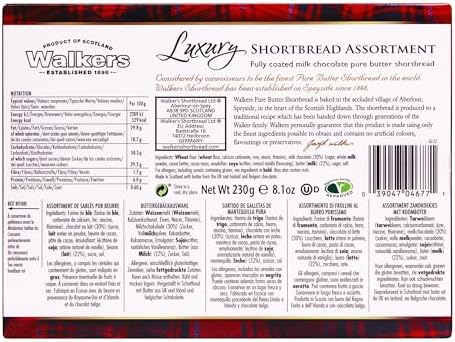 Walker's Shortbread Assorted Chocolate Shortbread, Luxury Holiday Treat, 8.1 Oz Box