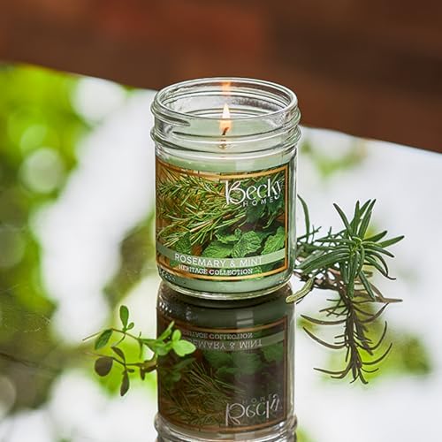 8oz Rosemary Mint Scented Candles for Home, 45 Hrs Soy Wax Candle for Stress Relief, House Aromatherapy Candle Fall Gifts for Men and Women