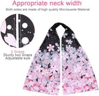 2 Pcs Stylish Adult Bibs Scarf for Women, Snap on Bibs Scarf for Adults Eating Dining, Cotton Clothing Protectors for Elderly Senior Women and Men (Black and White with Pink Sakura)