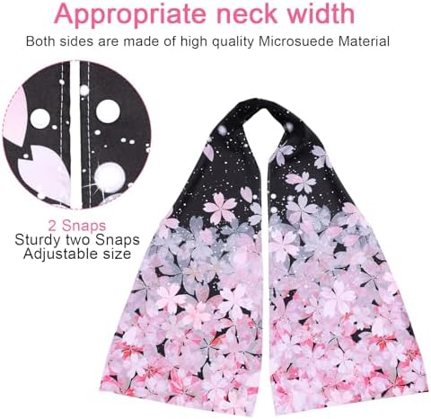 2 Pcs Stylish Adult Bibs Scarf for Women, Snap on Bibs Scarf for Adults Eating Dining, Cotton Clothing Protectors for Elderly Senior Women and Men (Black and White with Pink Sakura)