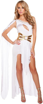 Womens Dresses One-Shoulder Sexy Irregular Princess Dress Greek Goddess Cosplay Halloween Costume Accessories